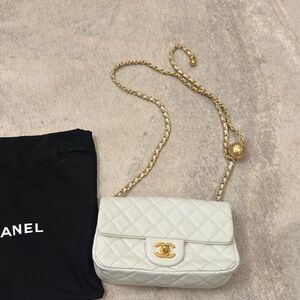 Chanel mini pearl crush flap bag quilted lamb skin leather gold hardware